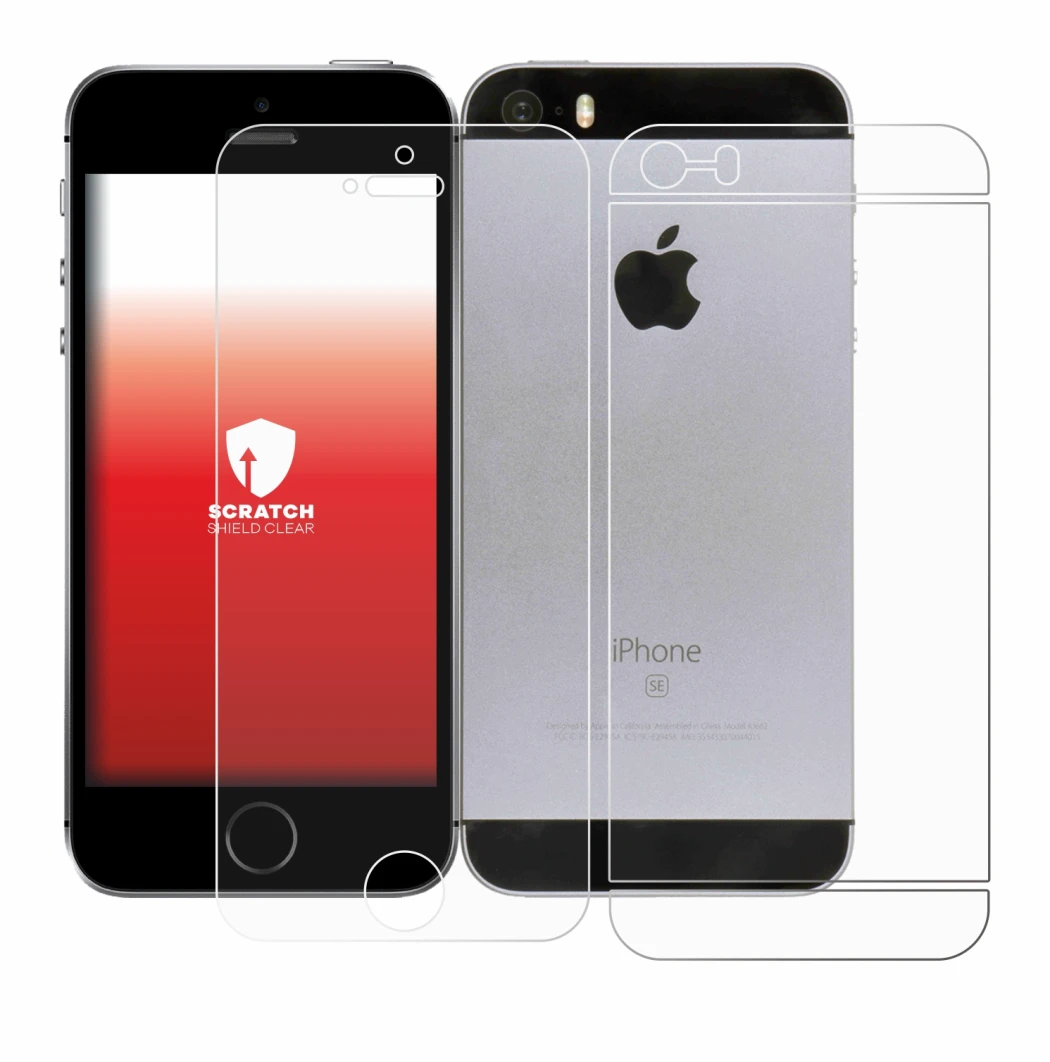 Image de l'appareil Apple iPhone SE 2016 (Avant+Arrière) avec une grande variété de protections d'écran.