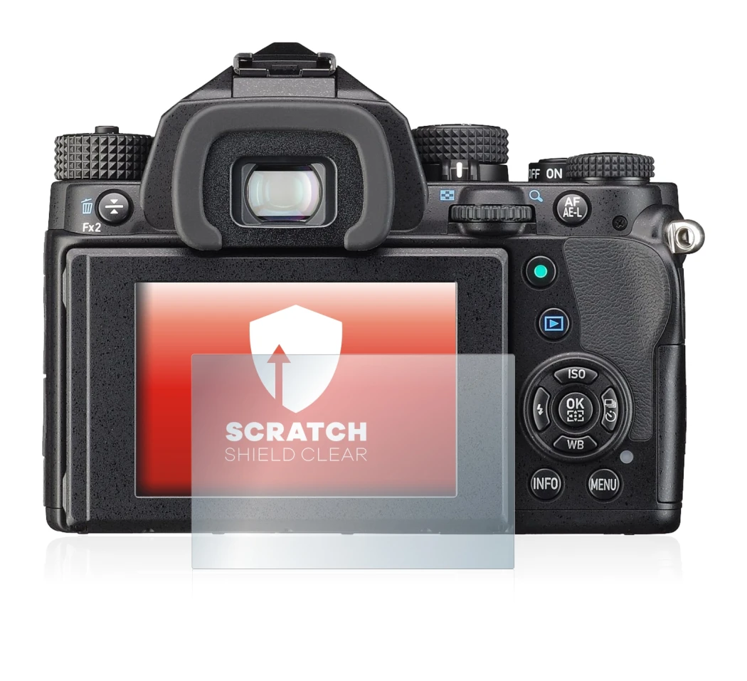 Image de l'appareil Pentax KP avec une grande variété de protections d'écran.