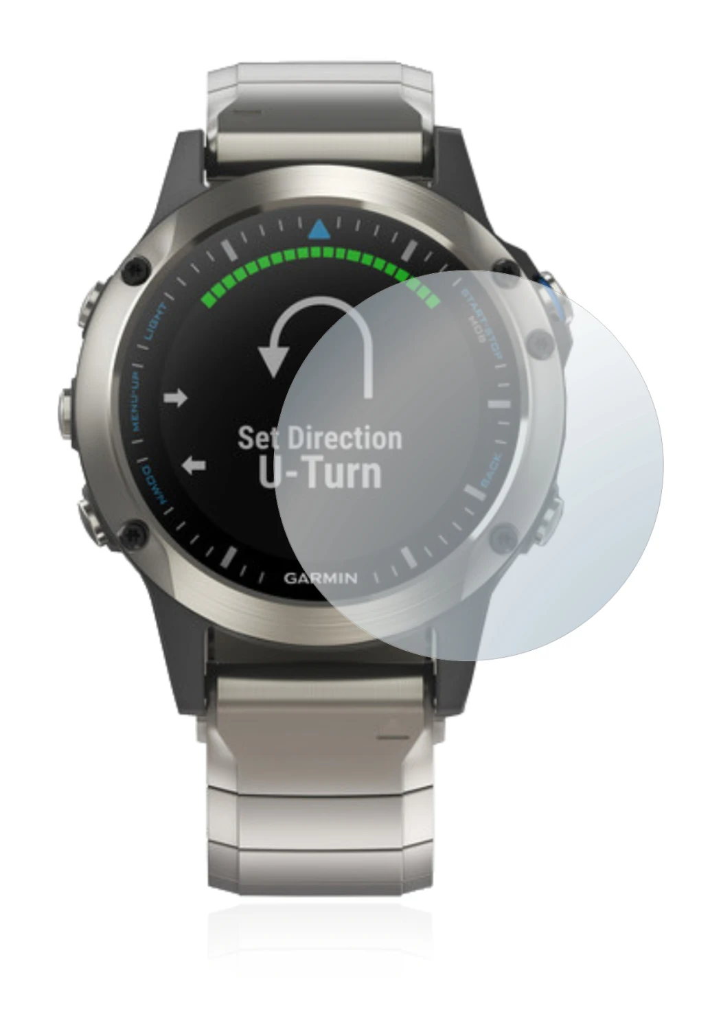 Image de l'appareil Garmin quatix 5 avec une grande variété de protections d'écran.