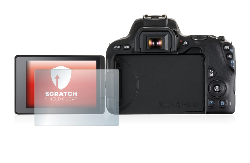 Image de l'appareil Canon EOS 200D avec une grande variété de protections d'écran.