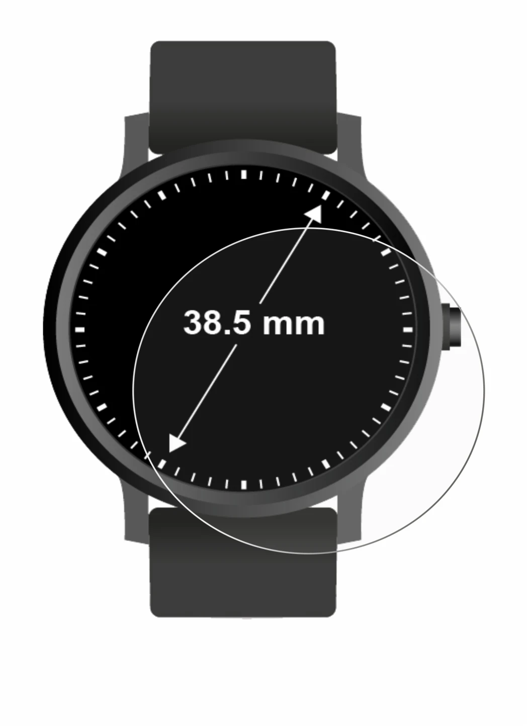 Image de l'appareil Montres (Circulaire, ø: 38.5 mm) avec une grande variété de protections d'écran.