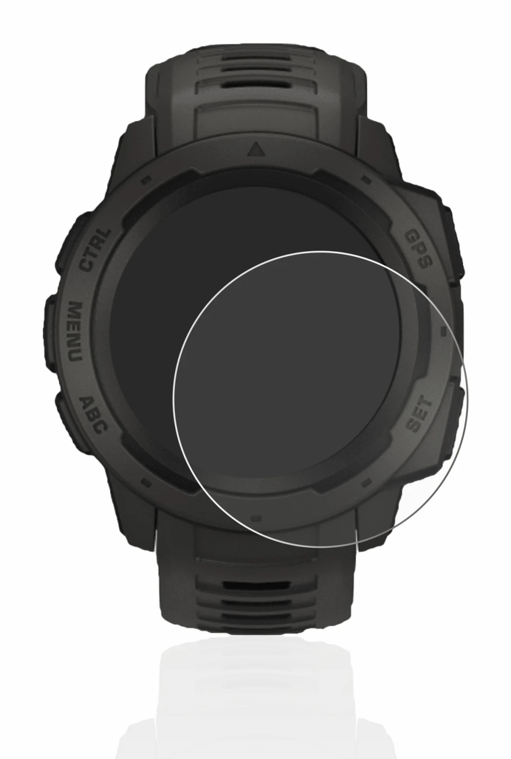 Image de l'appareil Garmin Instinct avec une grande variété de protections d'écran.