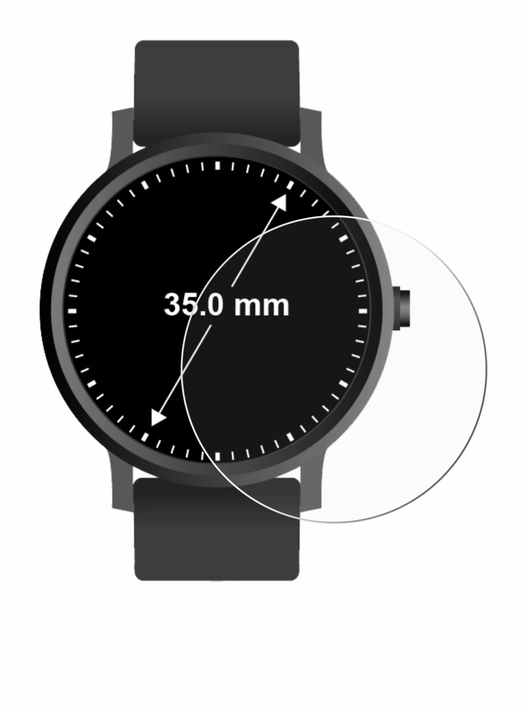 Image de l'appareil Circulaire Displays (ø: 35 mm) avec une grande variété de protections d'écran.