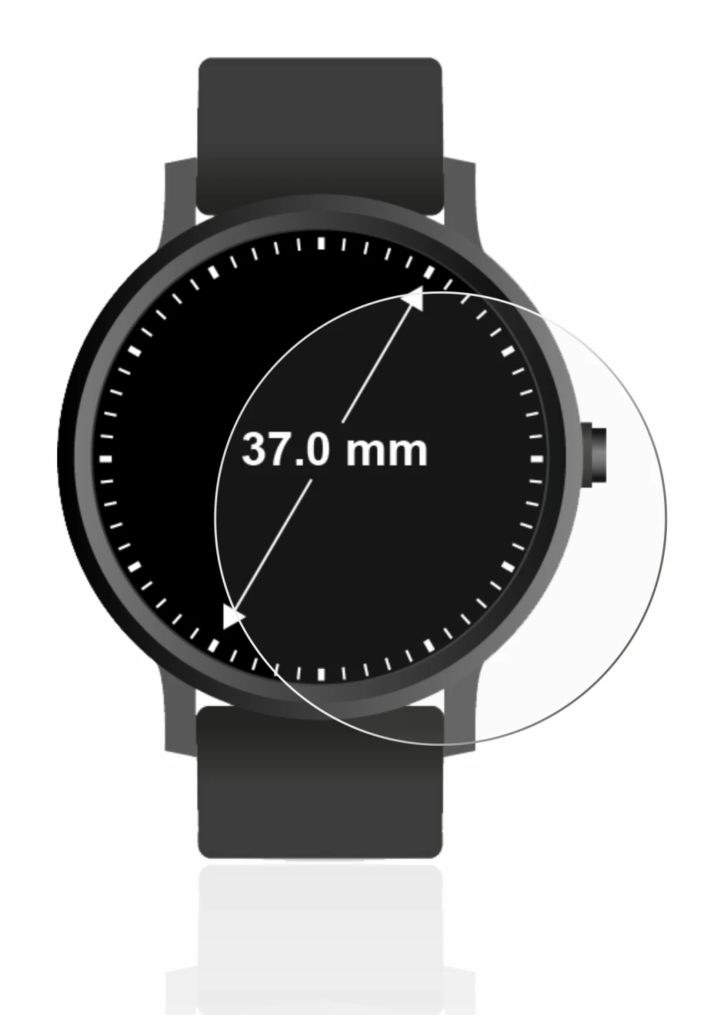 Image de l'appareil Circulaire Displays (ø: 37 mm) avec une grande variété de protections d'écran.