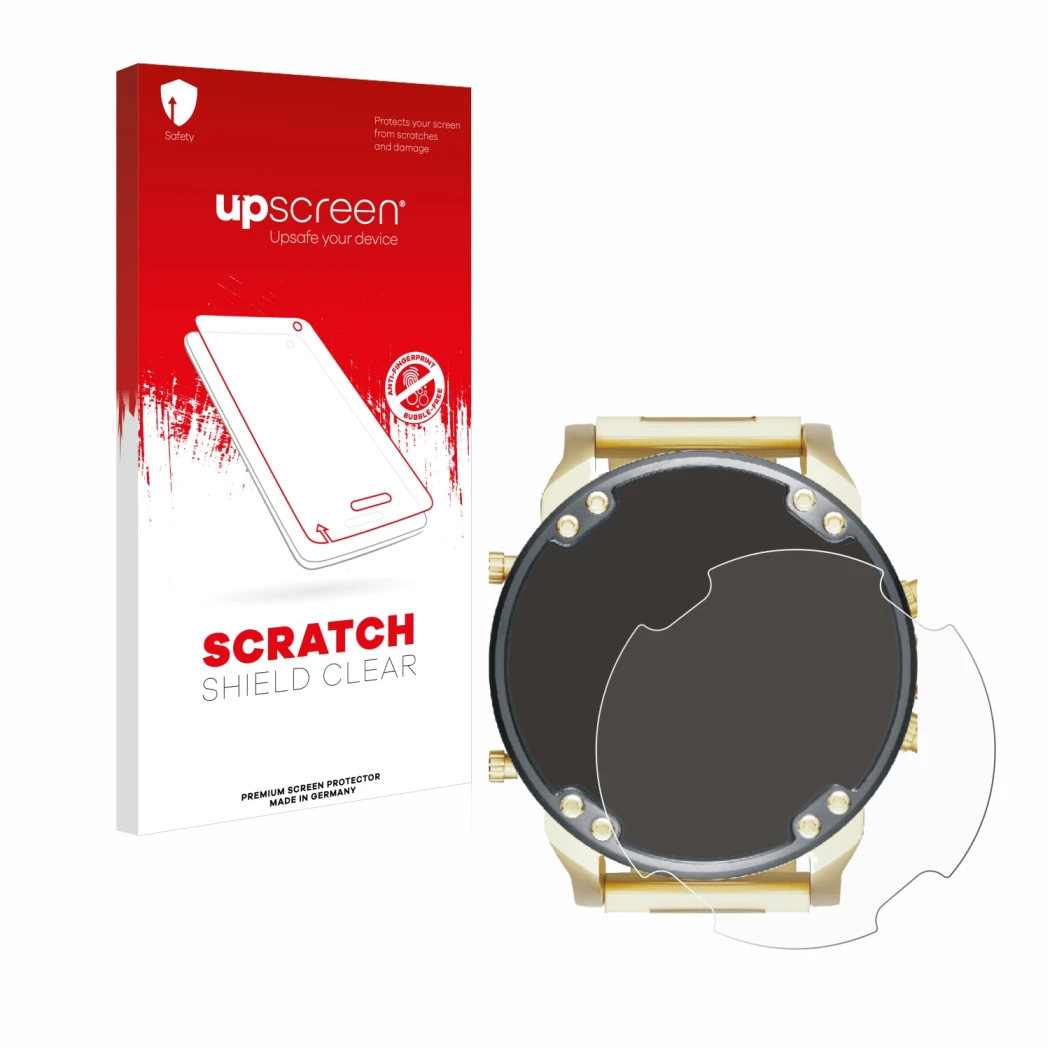 Face avant d’un emballage produit avec le logo de la marque upscreen. À côté, l’appareil Diesel DZ7333 Mr. Daddy 2.0 est repré