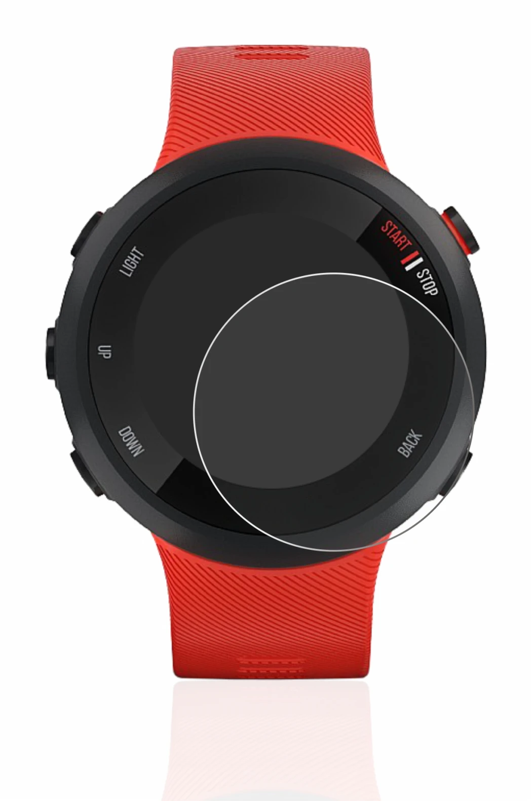 Image de l'appareil Garmin Forerunner 45 avec une grande variété de protections d'écran.