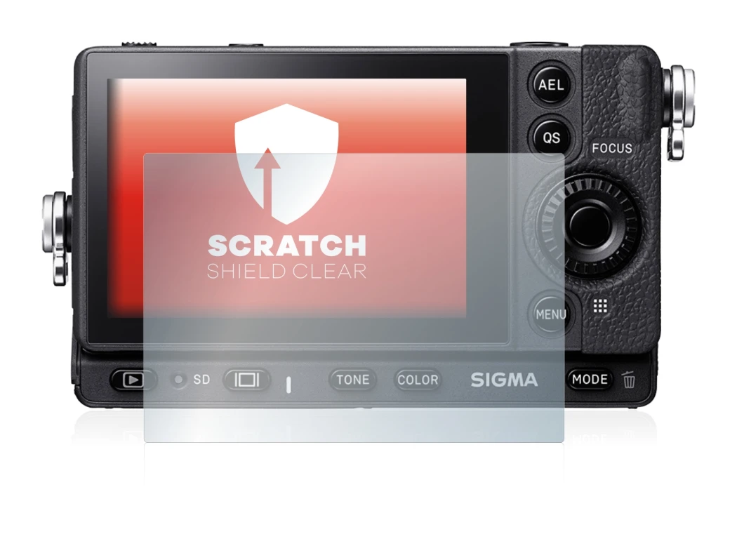 Image de l'appareil Sigma FP avec une grande variété de protections d'écran.