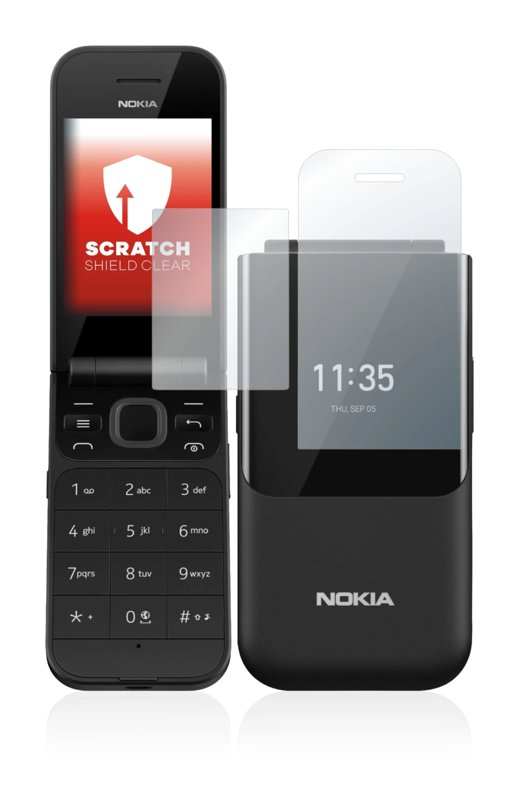 Image de l'appareil Nokia 2720 Flip avec une grande variété de protections d'écran.