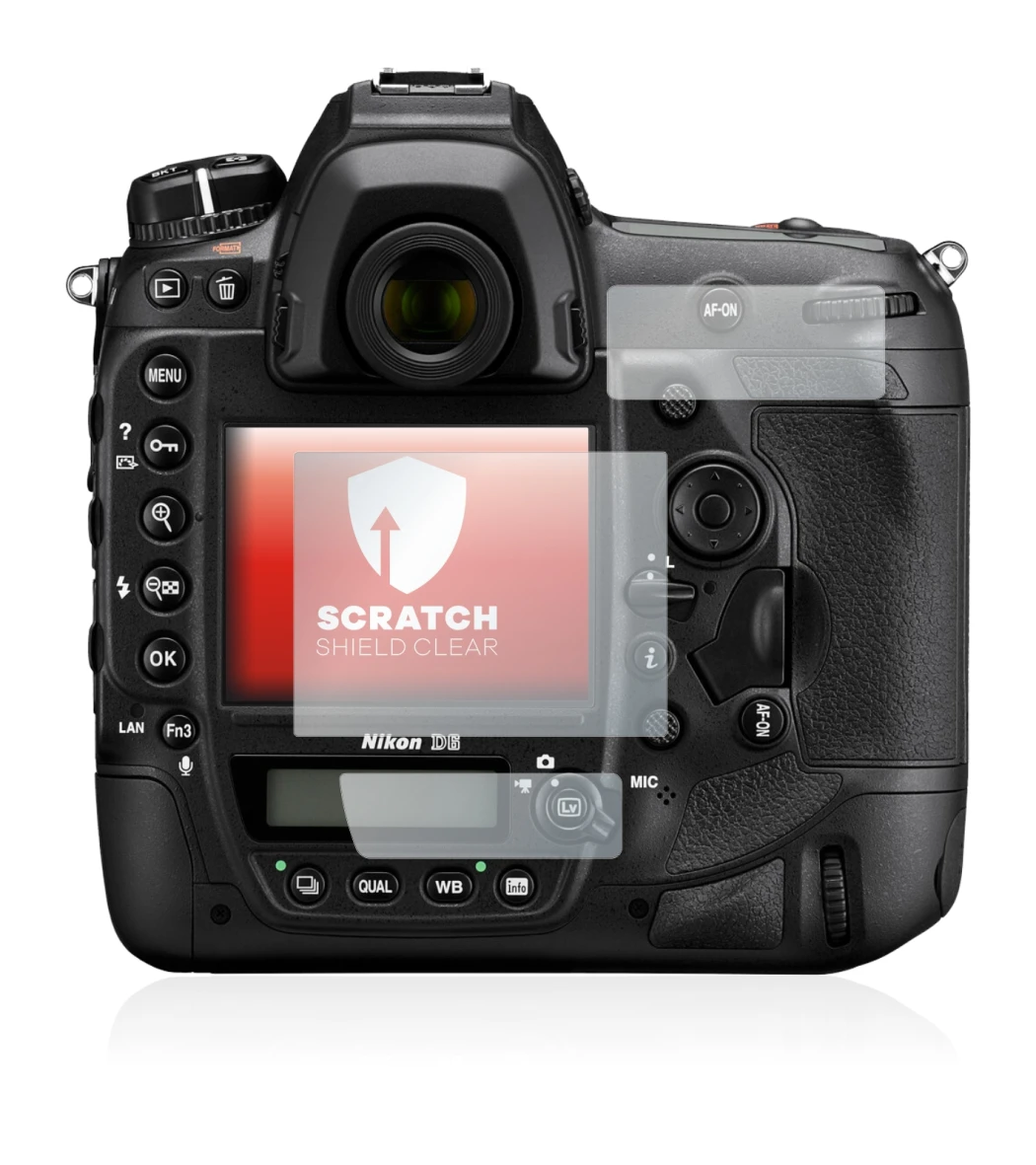 Image de l'appareil Nikon D6 avec une grande variété de protections d'écran.