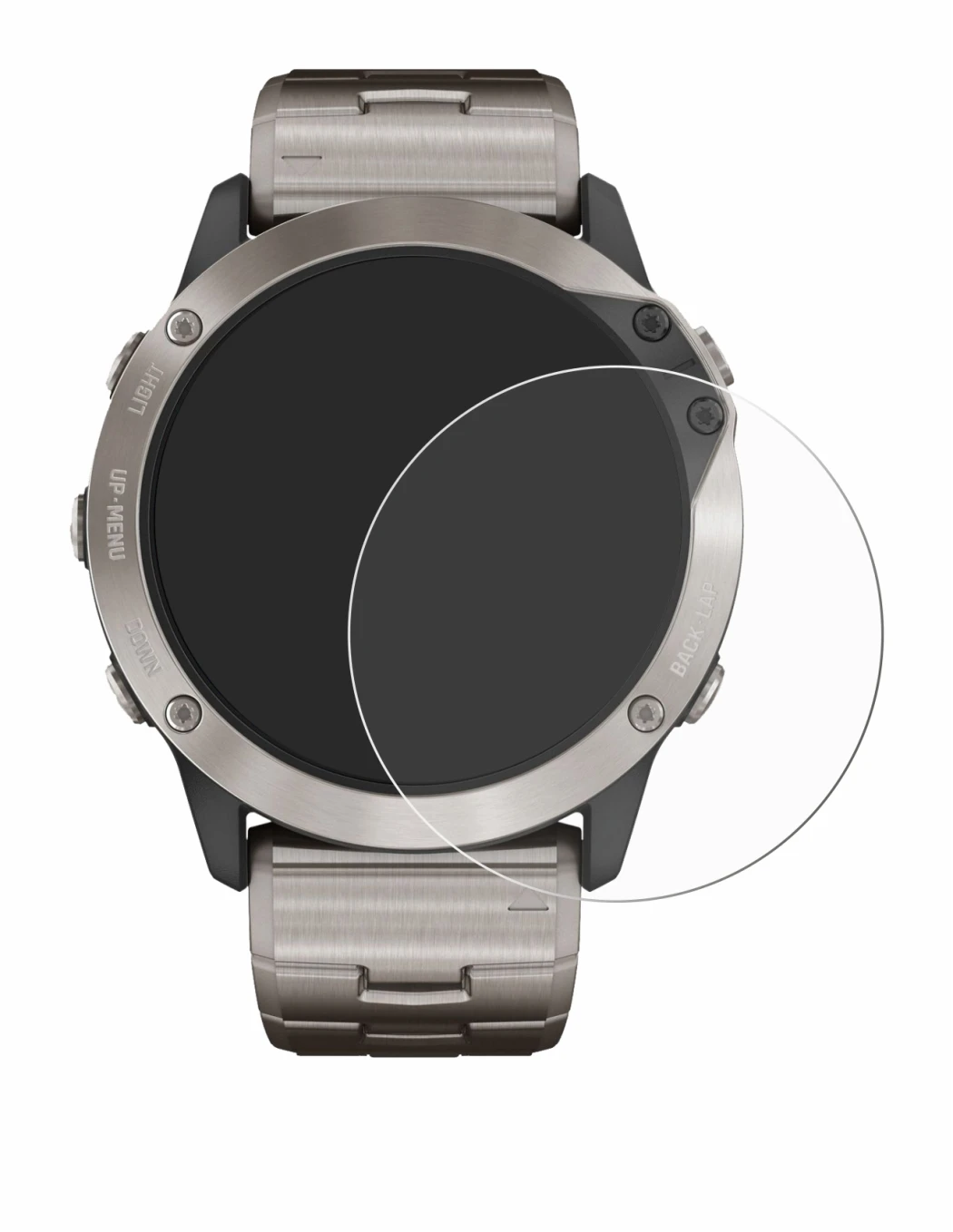 Image de l'appareil Garmin quatix 6x Solar avec une grande variété de protections d'écran.