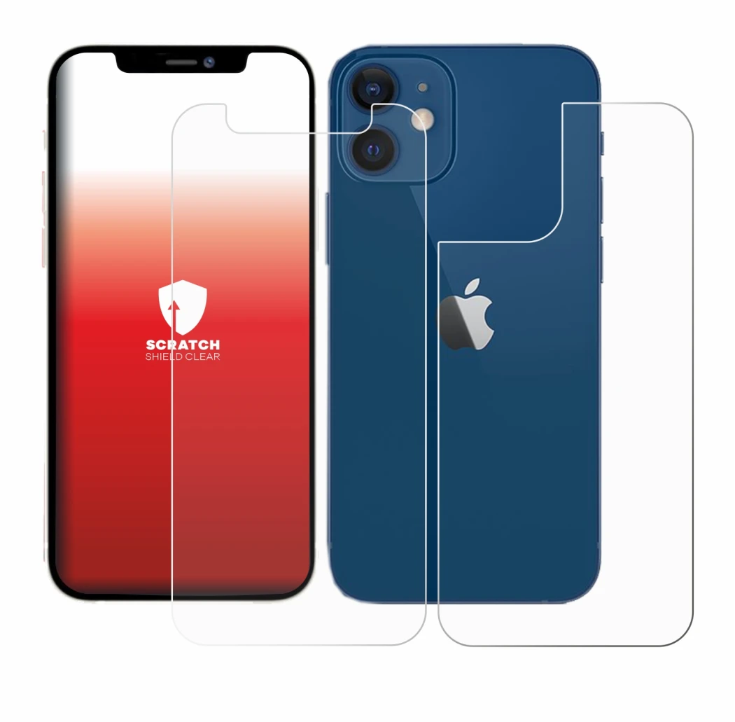 Image de l'appareil Apple iPhone 12 mini (Avant+Arrière) avec une grande variété de protections d'écran.