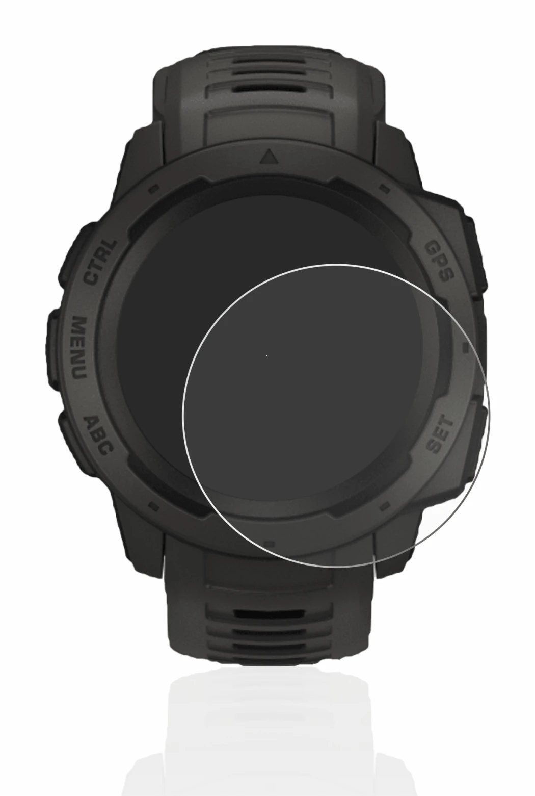 Image de l'appareil Garmin Instinct Solar avec une grande variété de protections d'écran.