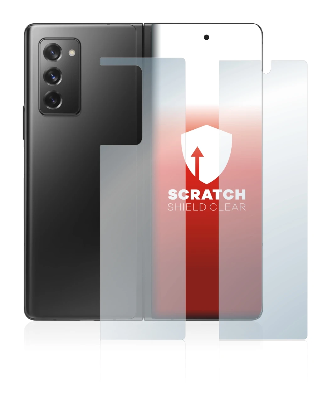 Image de l'appareil Samsung Galaxy Z Fold 2 5G (Avant+Arrière) avec une grande variété de protections d'écran.