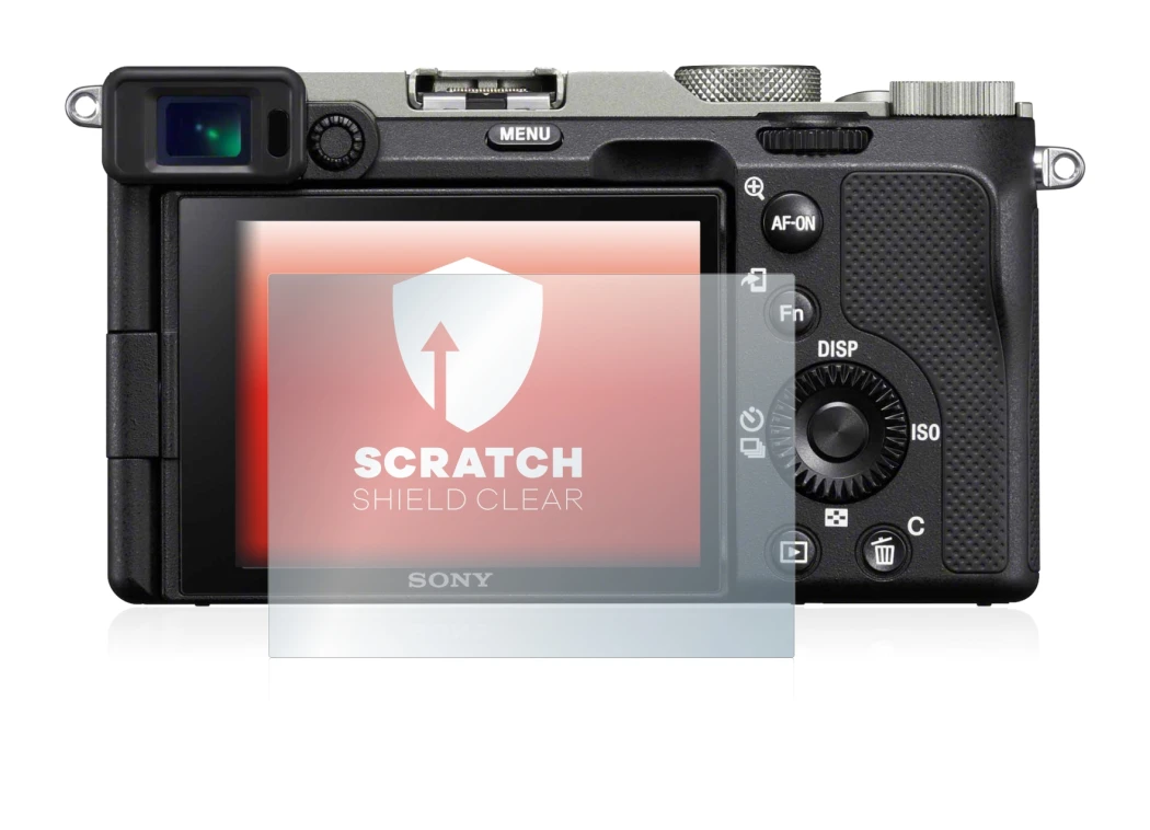 Image de l'appareil Sony Alpha 7C avec une grande variété de protections d'écran.