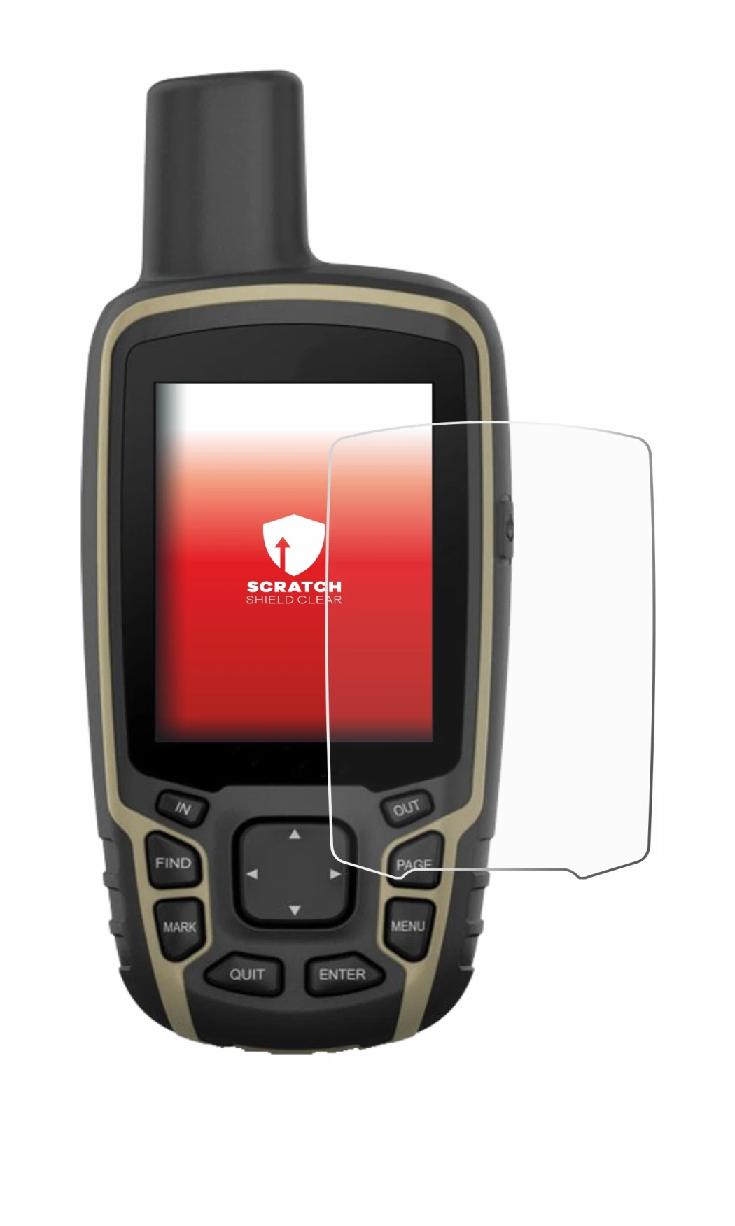Image de l'appareil Garmin GPSMAP 65 avec une grande variété de protections d'écran.