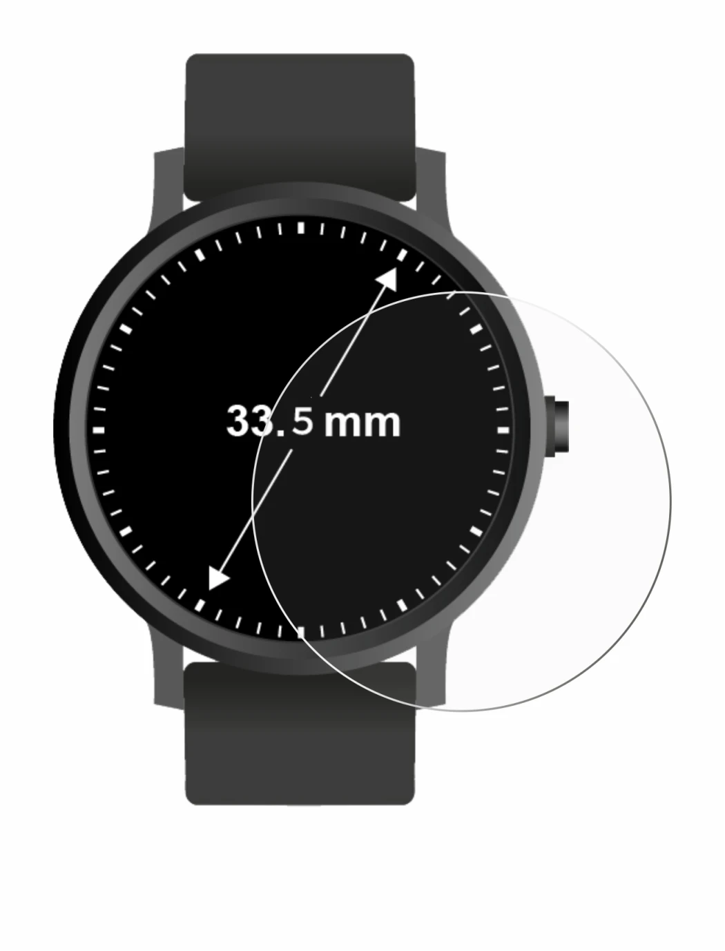 Image de l'appareil Montres (Circulaire, ø: 33.5 mm) avec une grande variété de protections d'écran.