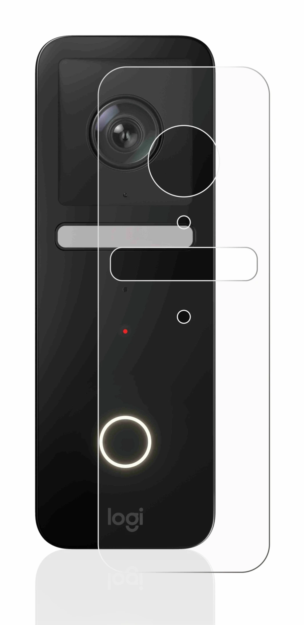 Image de l'appareil Logitech Circle View Doorbell avec une grande variété de protections d'écran.