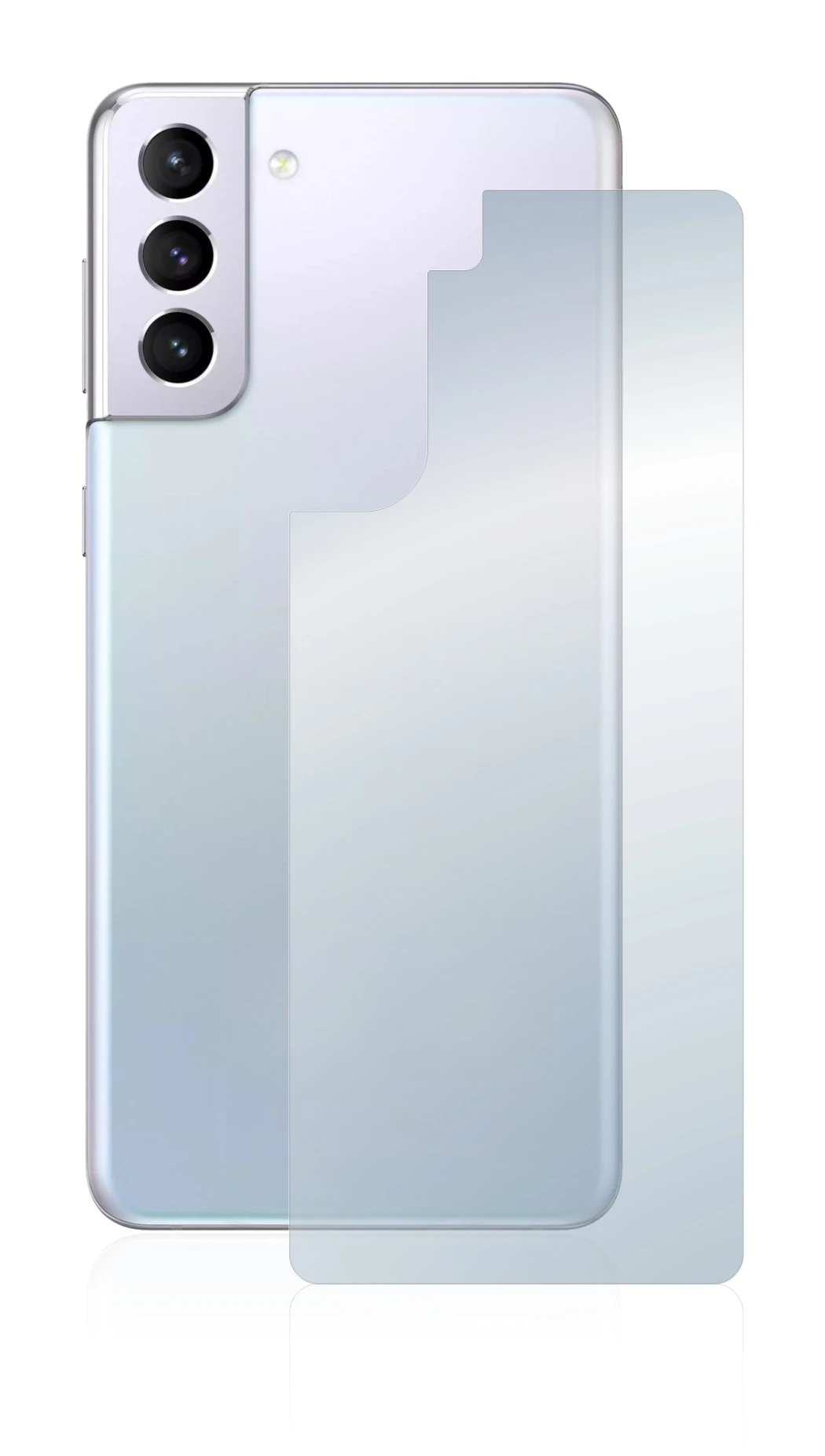 Image de l'appareil Samsung Galaxy S21 (Arrière) avec une grande variété de protections d'écran.