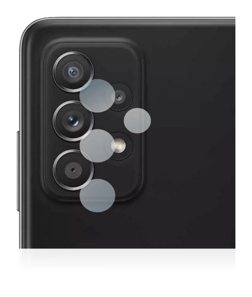 Image de l'appareil Samsung Galaxy A52 (Caméra UNIQUEMENT) avec une grande variété de protections d'écran.