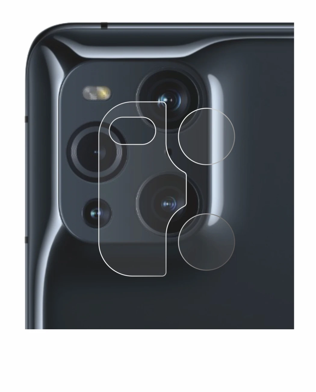 Image de l'appareil Oppo Find X3 Pro (Caméra UNIQUEMENT) avec une grande variété de protections d'écran.
