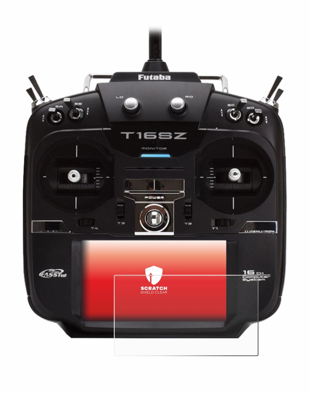 Image de l'appareil Robbe Futaba T16IZ avec une grande variété de protections d'écran.
