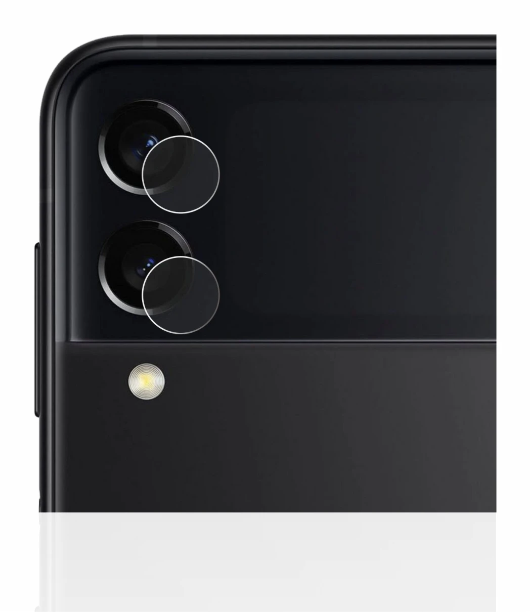 Image de l'appareil Samsung Galaxy Z Flip 3 5G (Caméra UNIQUEMENT) avec une grande variété de protections d'écran.
