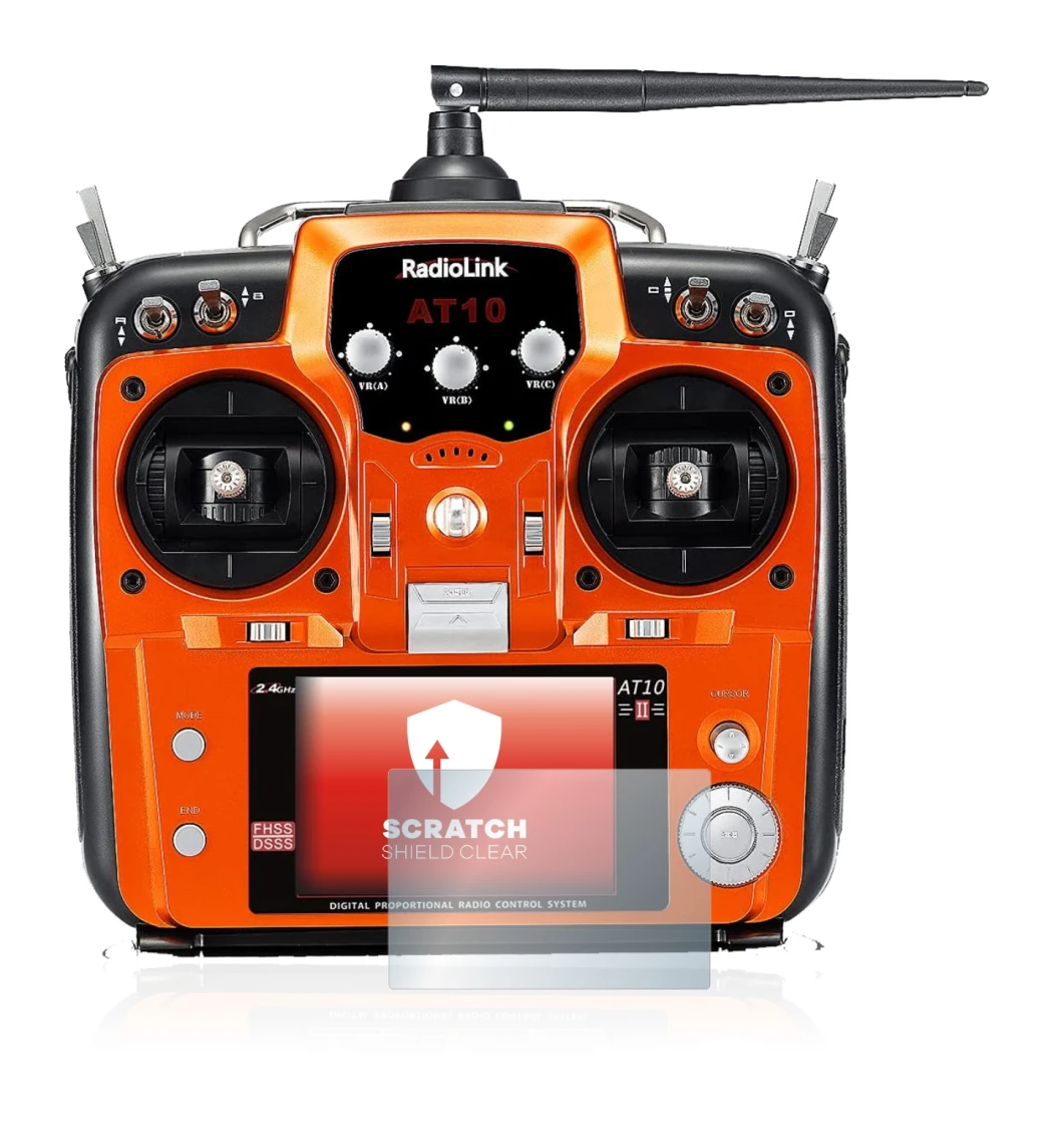 Image de l'appareil RadioLink AT10II avec une grande variété de protections d'écran.