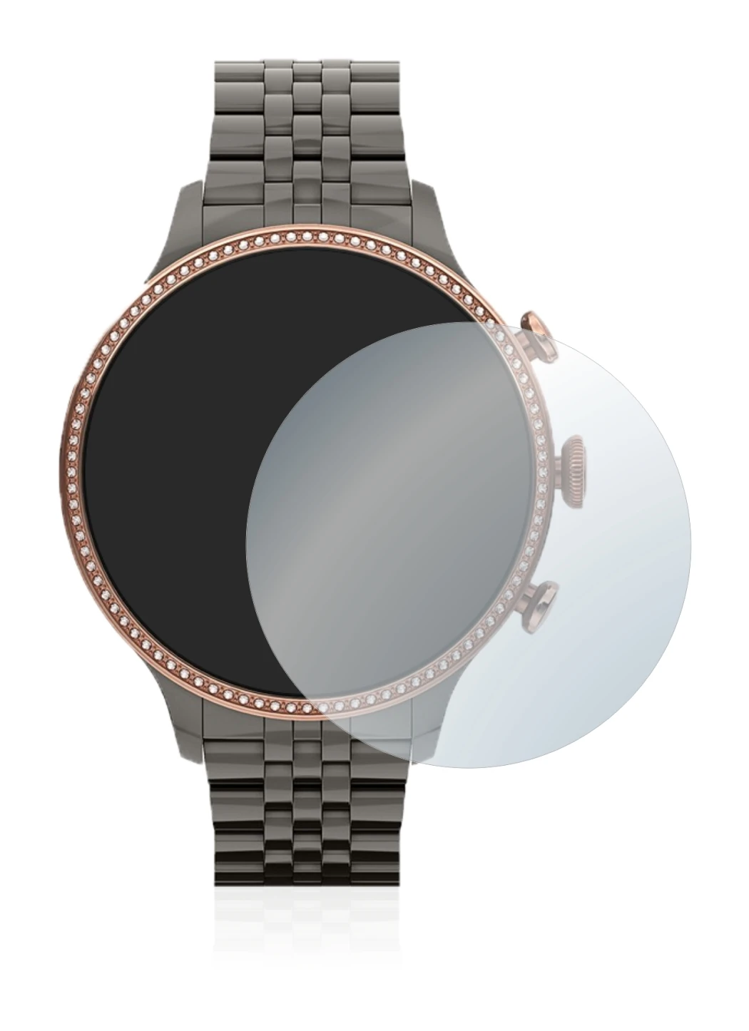 Image de l'appareil Fossil Gen 6 (42mm) avec une grande variété de protections d'écran.