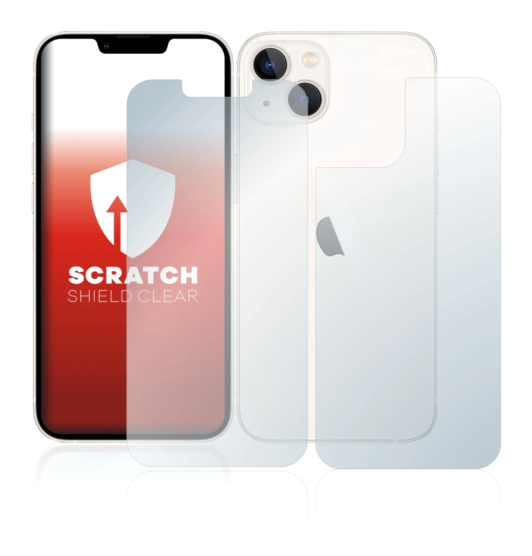 Image de l'appareil Apple iPhone 13 (Avant+Arrière) avec une grande variété de protections d'écran.