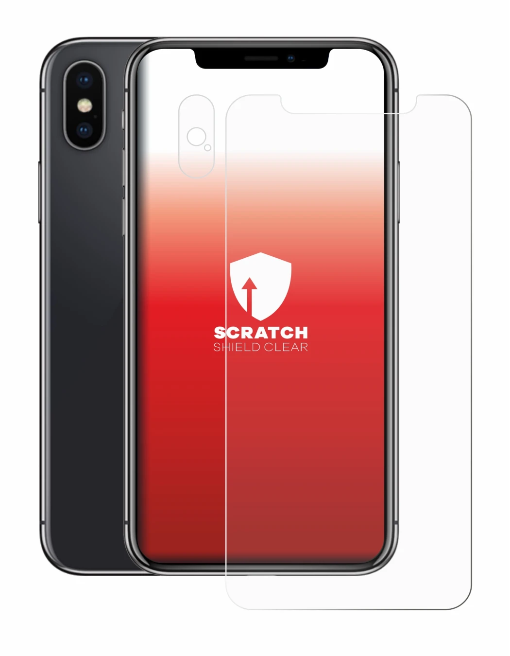 Image de l'appareil Apple iPhone X (Avant+Caméra) avec une grande variété de protections d'écran.