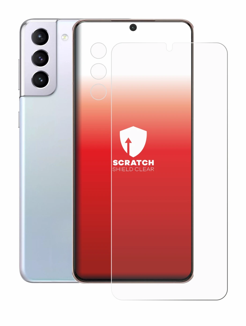 Image de l'appareil Samsung Galaxy S21 Plus 5G (Avant+Caméra) avec une grande variété de protections d'écran.