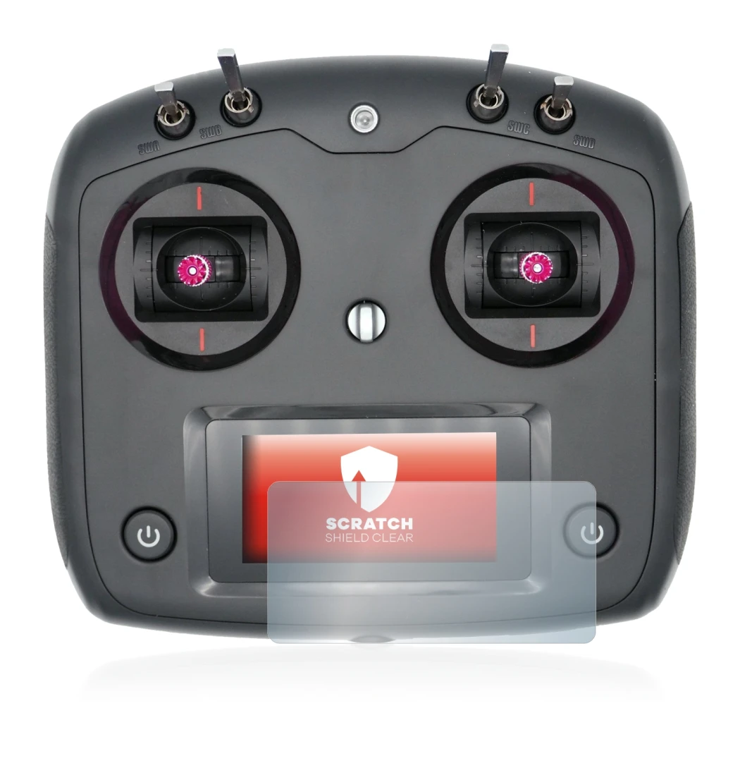 Image de l'appareil FlySky FS-i6S avec une grande variété de protections d'écran.