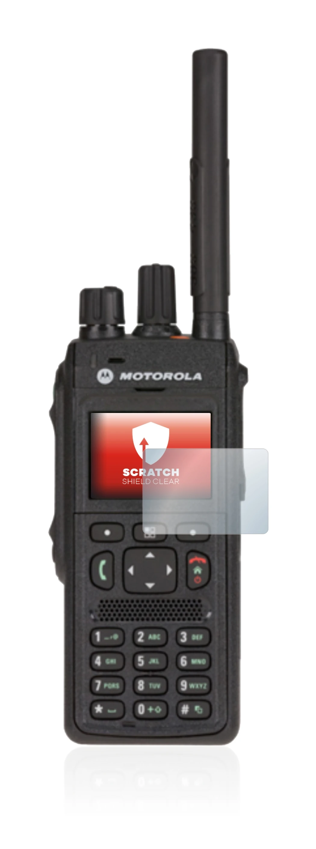 Image de l'appareil Motorola MTP3550 avec une grande variété de protections d'écran.
