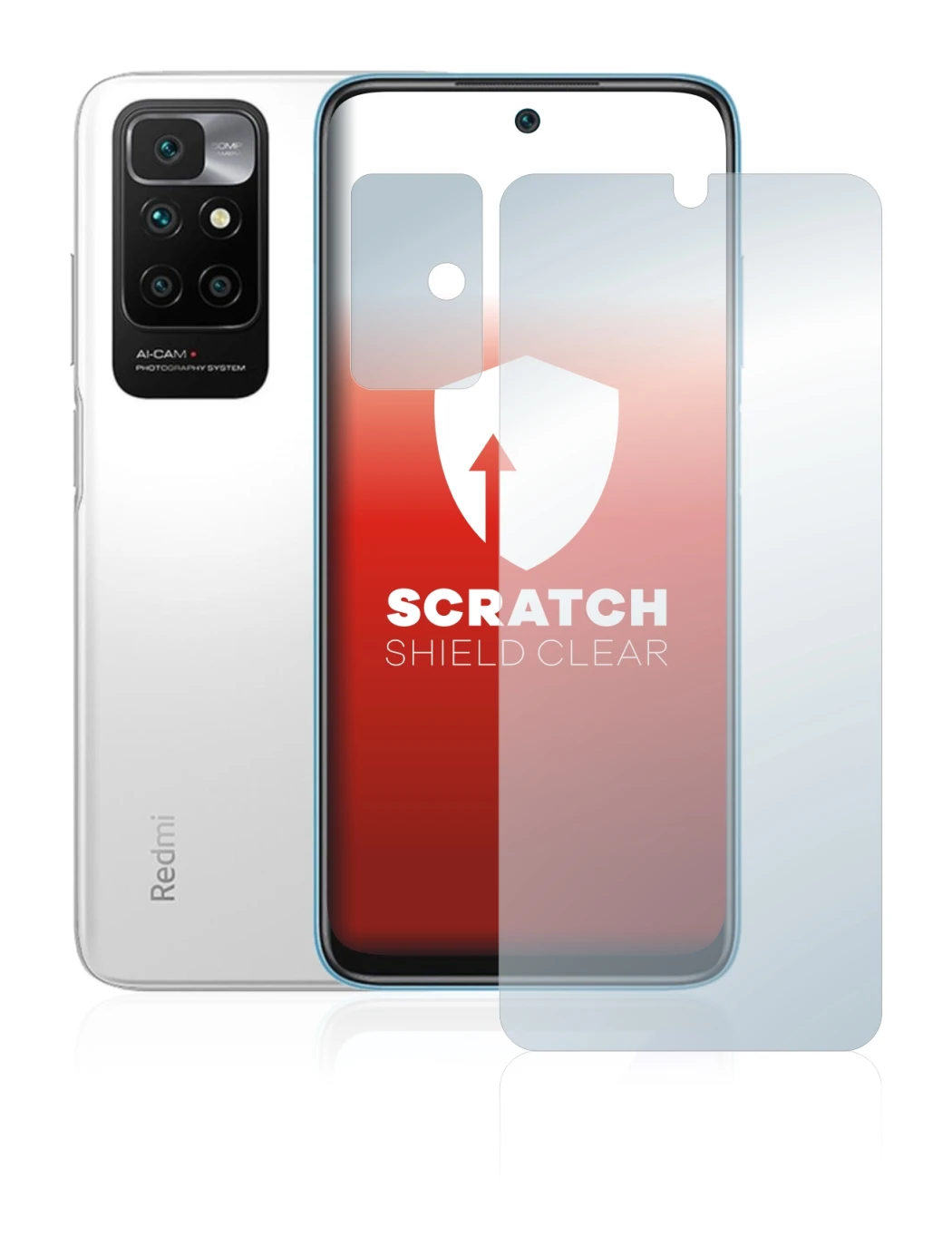 Image de l'appareil Xiaomi Redmi 10 (Avant+Caméra) avec une grande variété de protections d'écran.