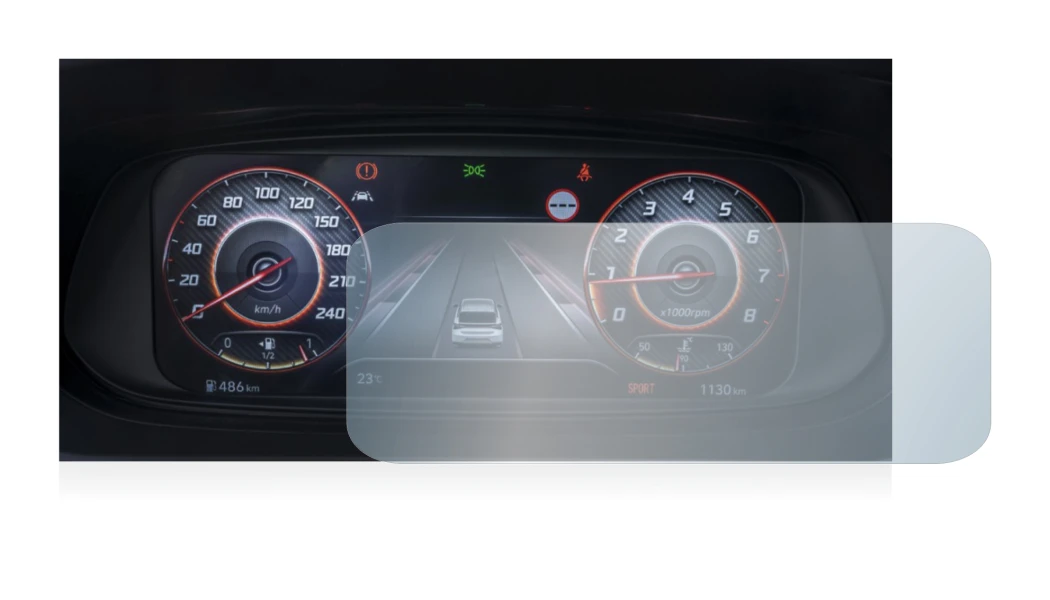 Image de l'appareil Hyundai i20N 2021 Cockpit avec une grande variété de protections d'écran.