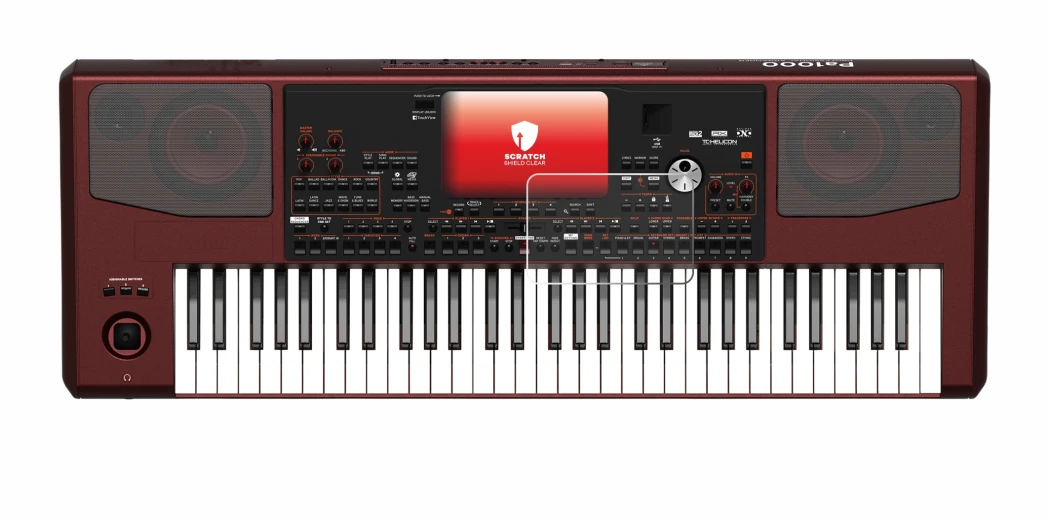 Image de l'appareil KORG Pa1000 avec une grande variété de protections d'écran.