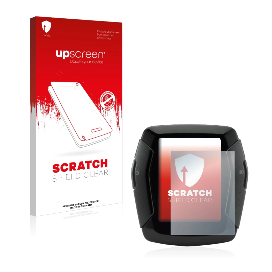 Face avant d’un emballage produit avec le logo de la marque upscreen. À côté, l’appareil Yamaha Display C est représenté avec 