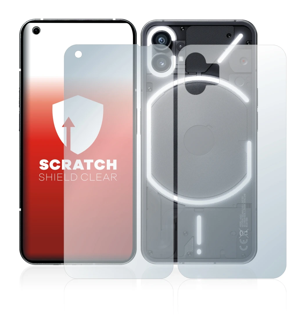 Image de l'appareil Nothing Phone (1) (Avant+Arrière) avec une grande variété de protections d'écran.