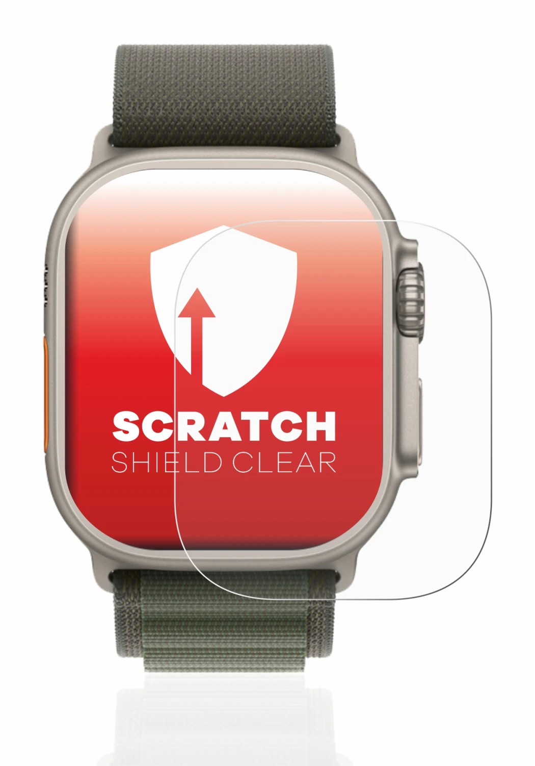 Image de l'appareil Apple Watch Ultra (49 mm) avec une grande variété de protections d'écran.