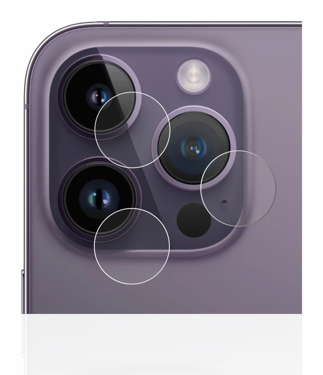 Image de l'appareil Apple iPhone 14 Pro (Caméra UNIQUEMENT) avec une grande variété de protections d'écran.