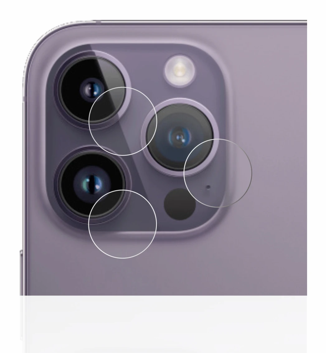 Image de l'appareil Apple iPhone 14 Pro Max (Caméra UNIQUEMENT) avec une grande variété de protections d'écran.