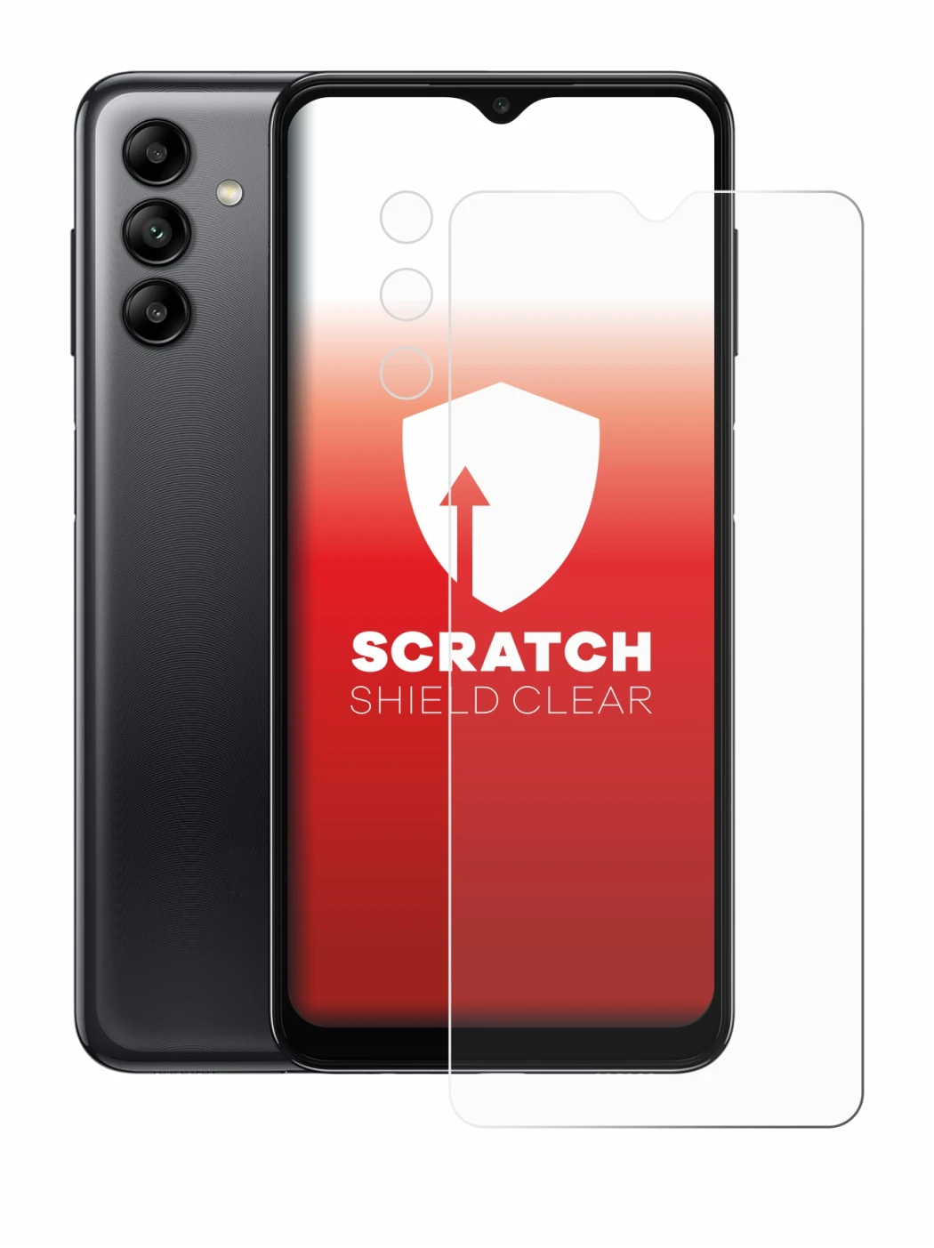 Image de l'appareil Samsung Galaxy A04s (Avant+Caméra) avec une grande variété de protections d'écran.