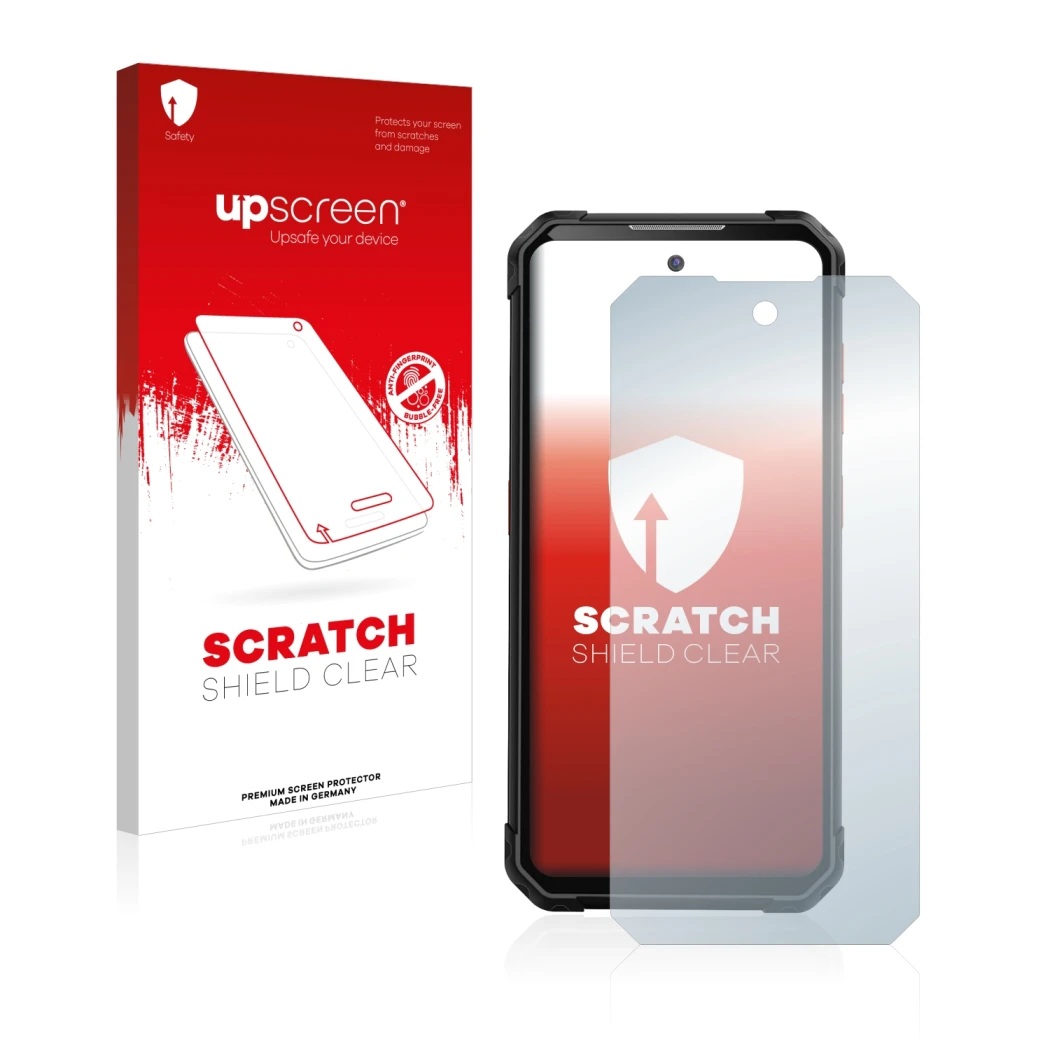 Face avant d’un emballage produit avec le logo de la marque upscreen. À côté, l’appareil iiiF150 B1 Pro est représenté avec la