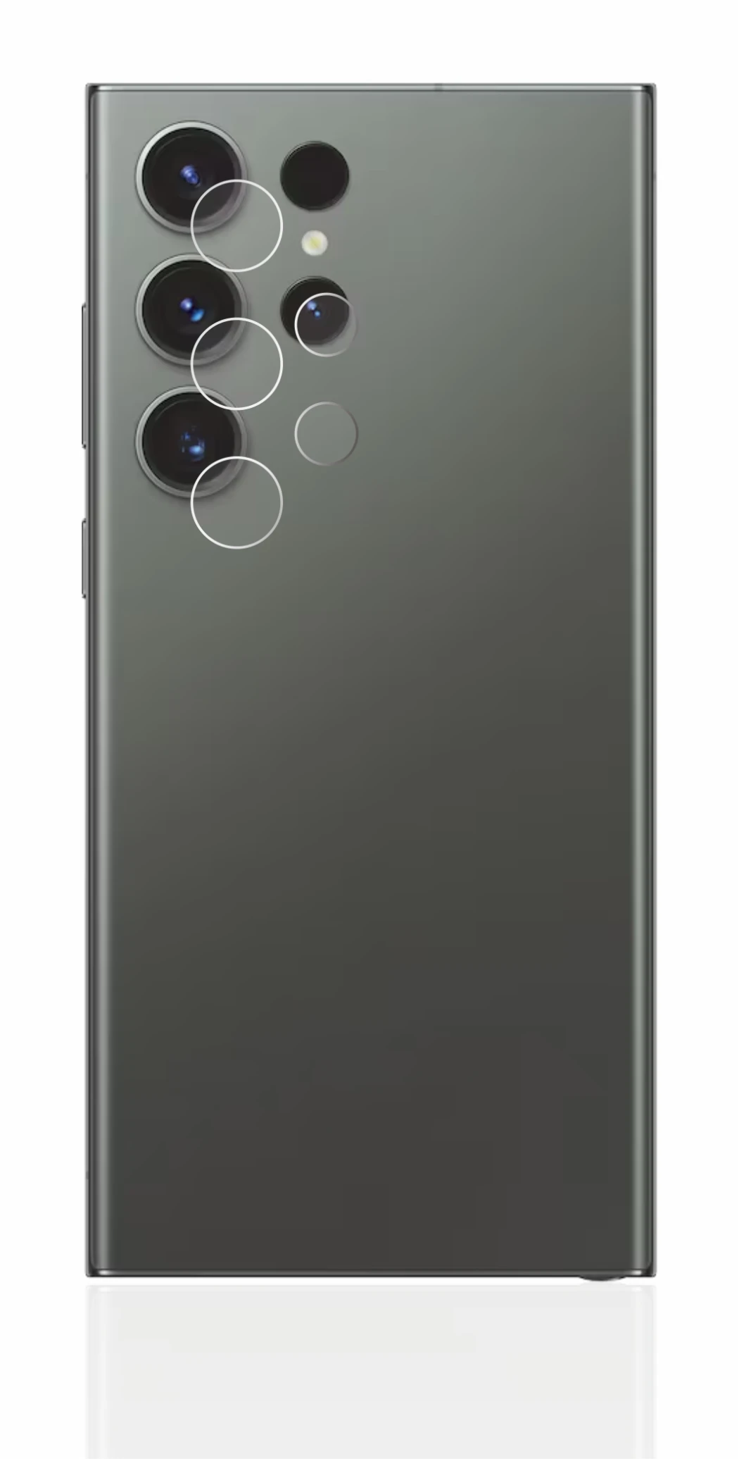 Image de l'appareil Samsung Galaxy S23 Ultra (Caméra UNIQUEMENT) avec une grande variété de protections d'écran.