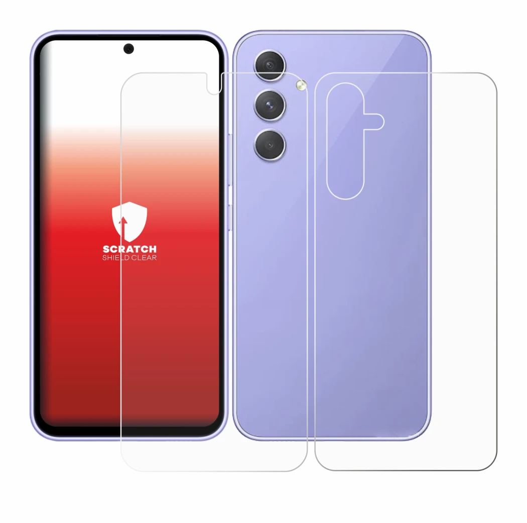 Image de l'appareil Samsung Galaxy A54 5G (Avant+Arrière) avec une grande variété de protections d'écran.