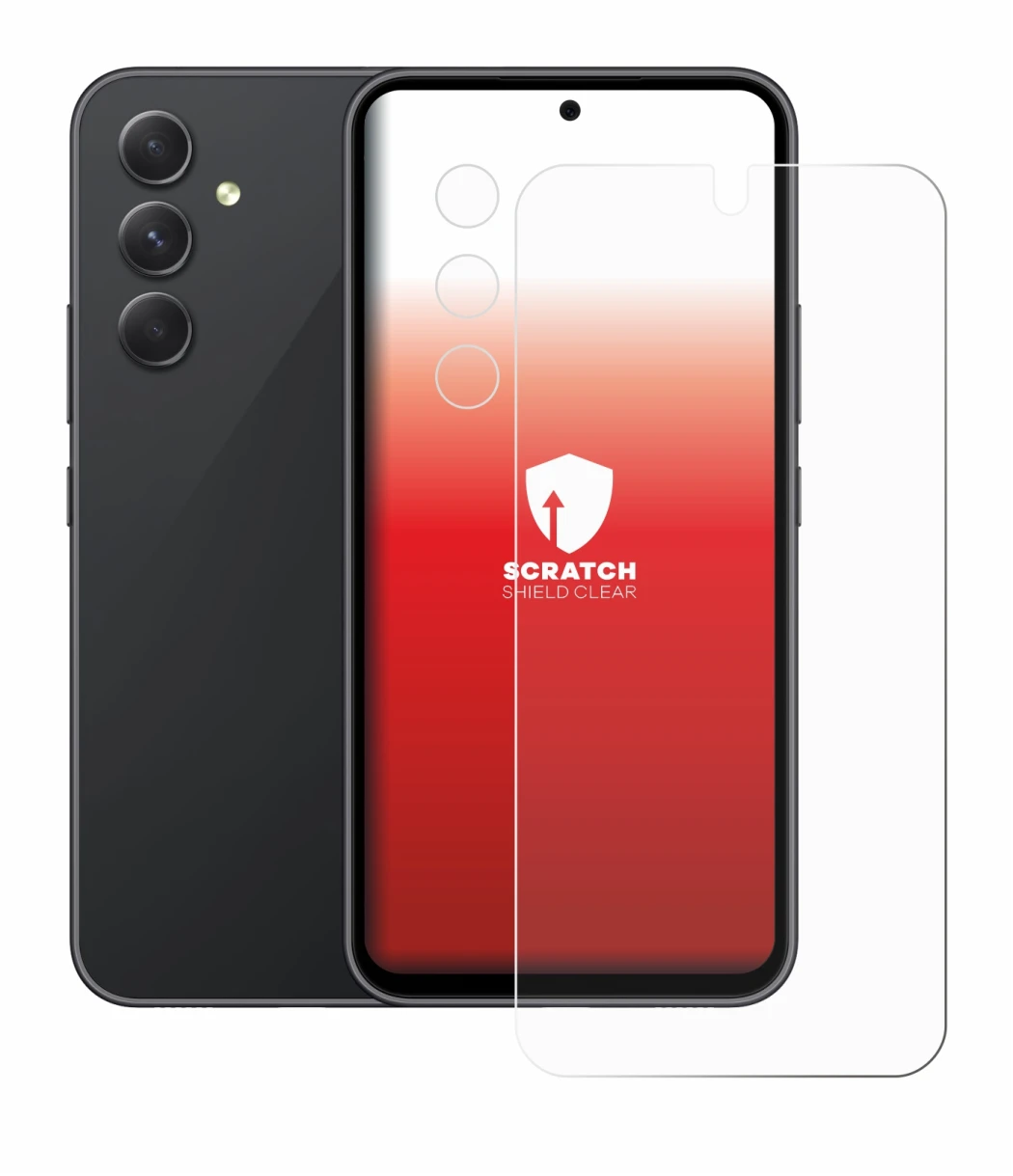 Image de l'appareil Samsung Galaxy A54 5G (Avant+Caméra) avec une grande variété de protections d'écran.