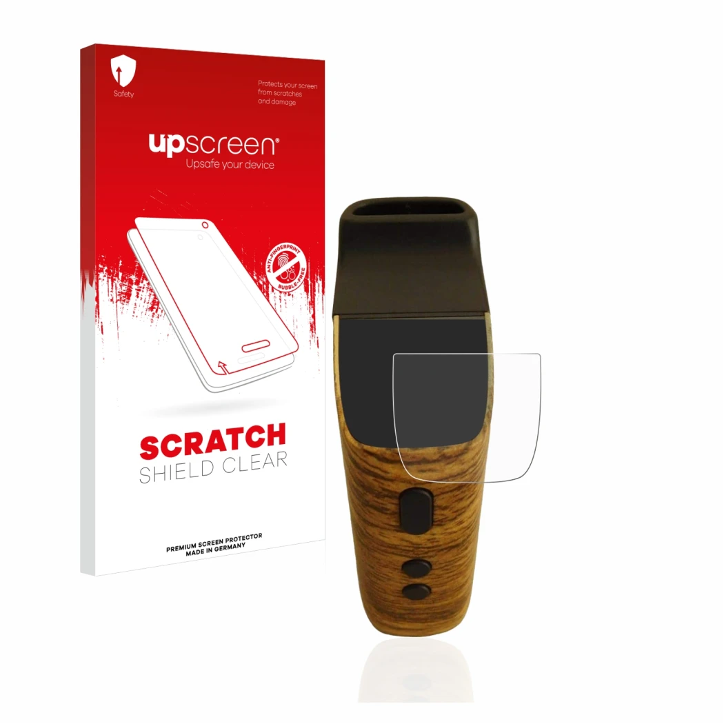 Face avant d’un emballage produit avec le logo de la marque upscreen. À côté, l’appareil Wolkenkraft FENiX Mini Vaporizer est 