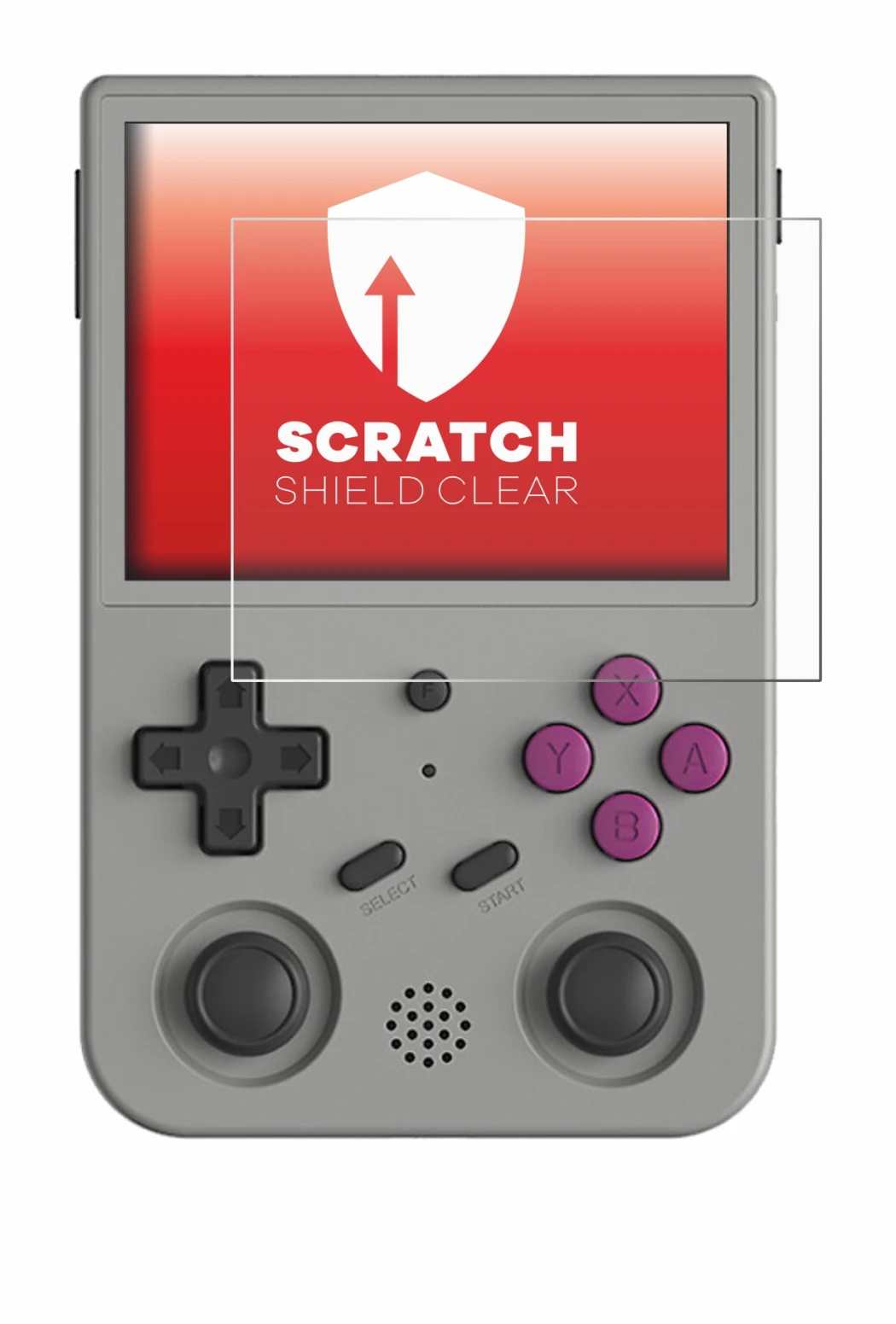 Image de l'appareil Anbernic RG353V avec une grande variété de protections d'écran.