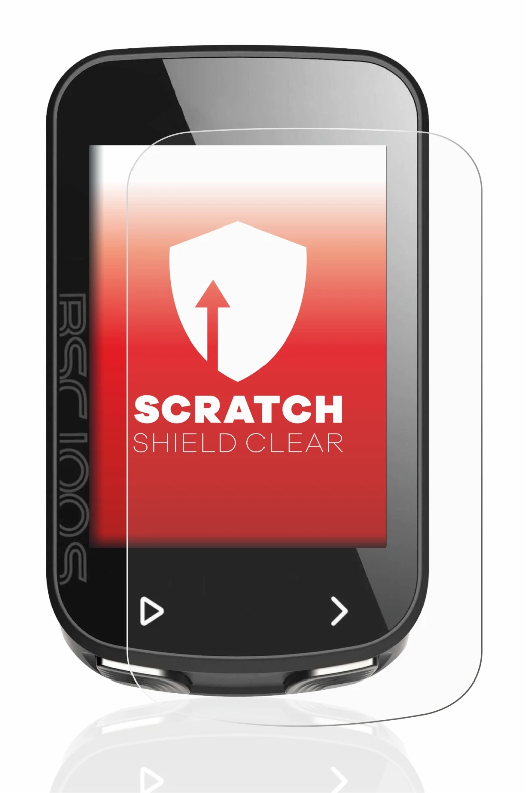 Image de l'appareil iGPSPORT BSC100S avec une grande variété de protections d'écran.