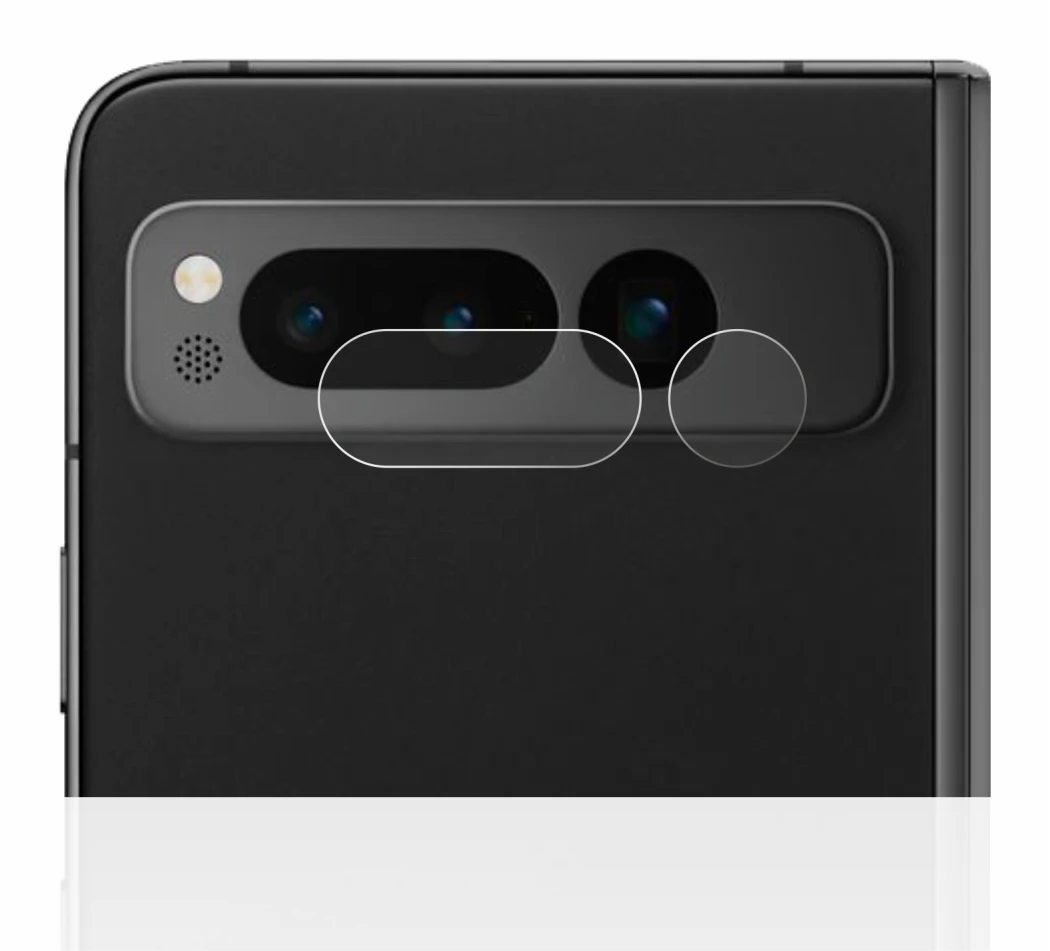 Image de l'appareil Google Pixel Fold (Caméra UNIQUEMENT) avec une grande variété de protections d'écran.